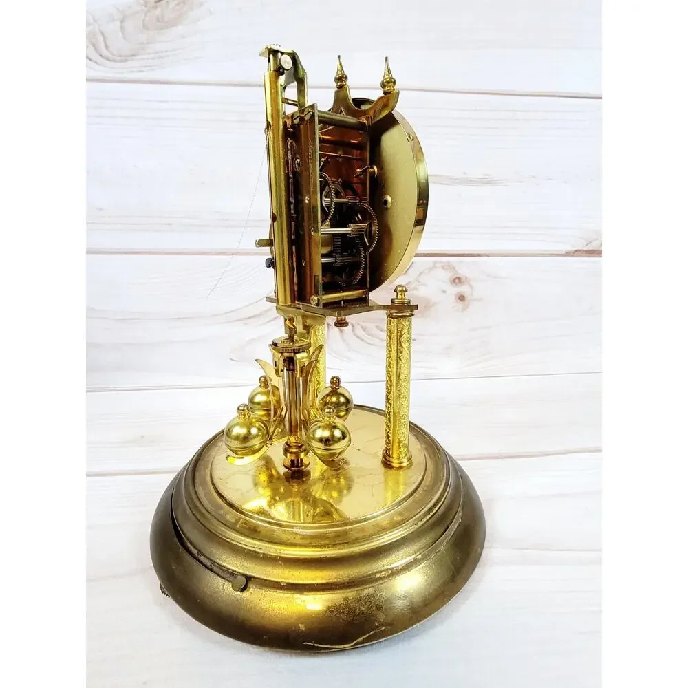 Vintage Hall Craft Corp Torsion Pendulum Glass Dome Clock Made In Germany READ